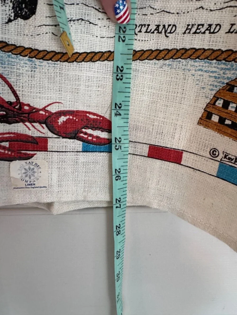 Vintage Kay Dee Linen Tea Towel Portland Head Light Maine Lighthouse Lobster